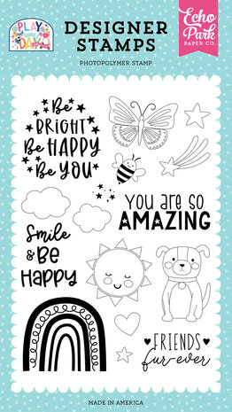 Echo Park Play All Day Girl Be Happy Clear Stamps (PAG268043)