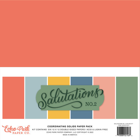 Echo Park Salutations No.2 12x12 Inch Coordinating Solids Paper Pack (SANO272015) Echo Park Salutations No.2 12x12 Inch Coordinating Solids Paper Pack (SANO272015)