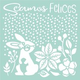 Stamperia Thick Stencil 18x18cm Seamos Felices Rabbit (KSTDQ32)
