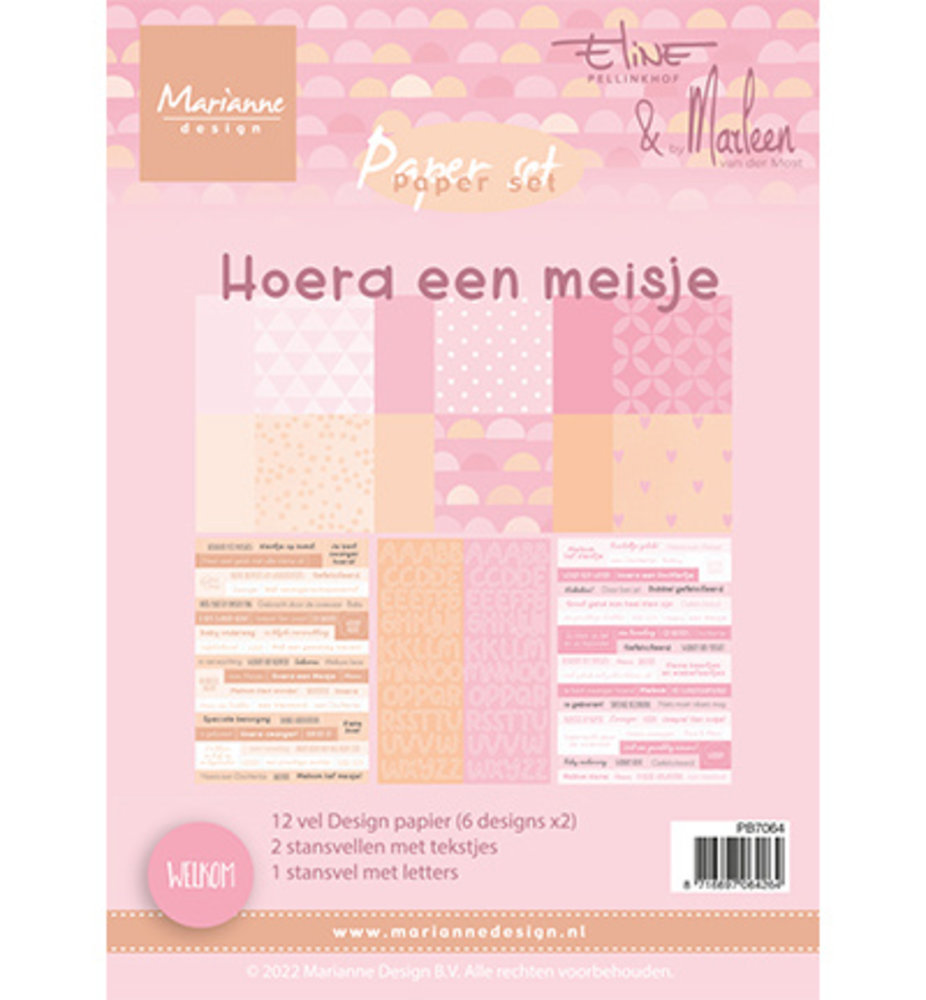 Marianne Design Hoera een Meisje A5 Paper Set (PB7064)