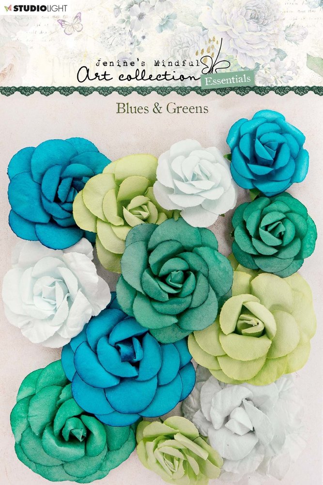 Studio Light Jenine's Mindful Art Collection Paper Flowers Blues & Greens (JMA-ES-FLOW02)