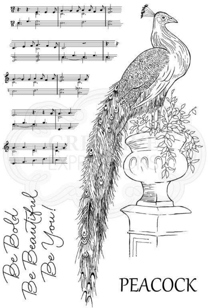 Woodware Magnificent Peacock Clear Stamp (JGS666)