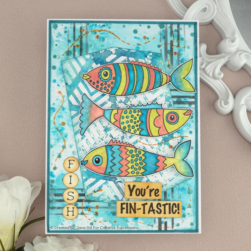 Woodware Swimming Fish Clear Stamp (JGS709) Woodware Swimming Fish Clear Stamp (JGS709)