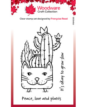 Woodware Cat Planter Clear Stamp (FRM035)