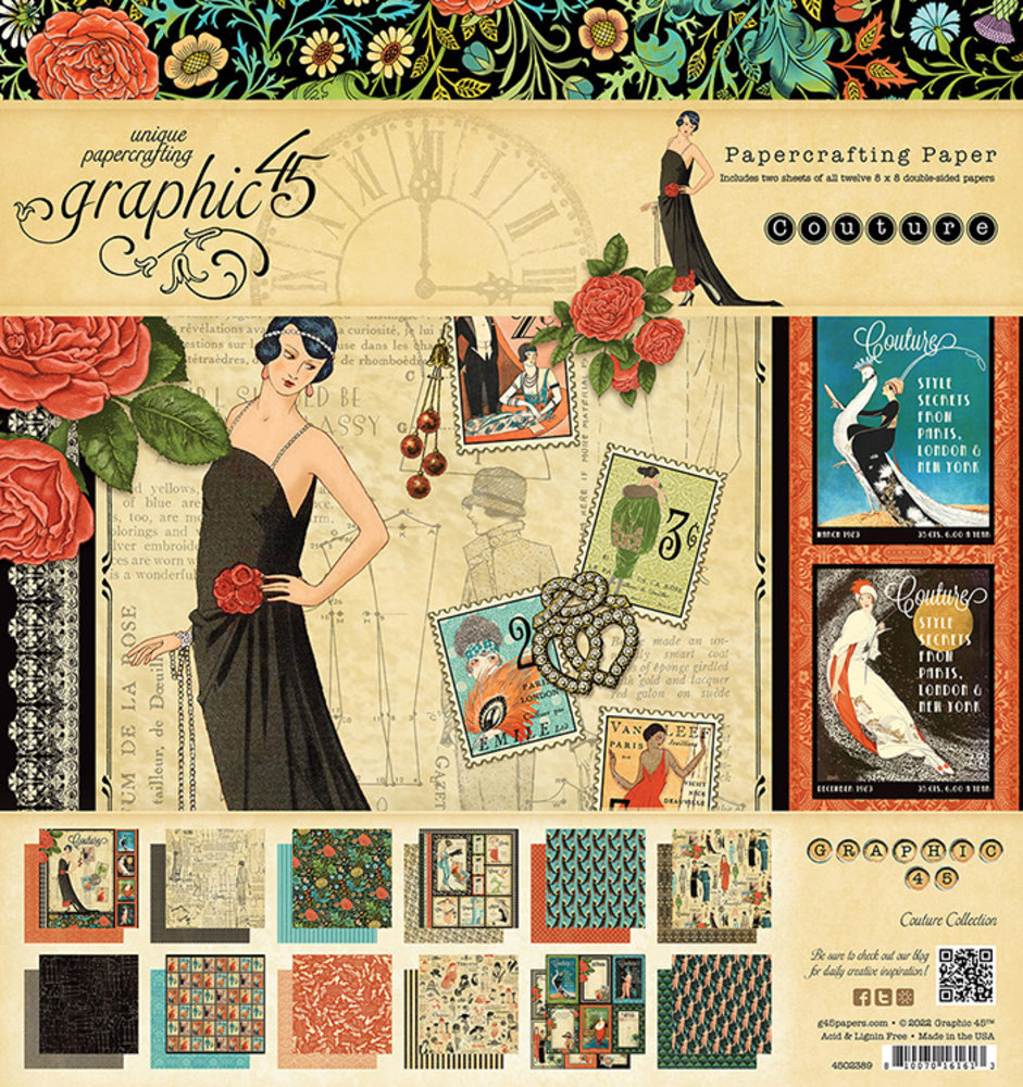 Graphic 45 Couture 8x8 Inch Deluxe Paper Pad (4502389) Graphic 45 Couture 8x8 Inch Deluxe Paper Pad (4502389)