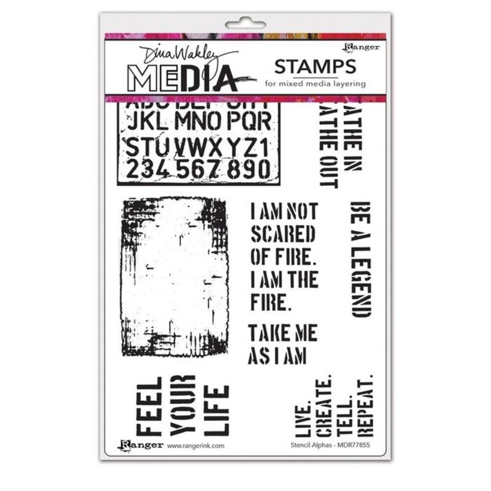 Dina Wakley MEdia Stencil Alphas Cling Stamps (MDR77855) Dina Wakley MEdia Stencil Alphas Cling Stamps (MDR77855)
