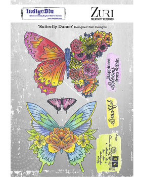 IndigoBlu Butterfly Dance A5 Rubber Stamps (IND0941) IndigoBlu Butterfly Dance A5 Rubber Stamps (IND0941)