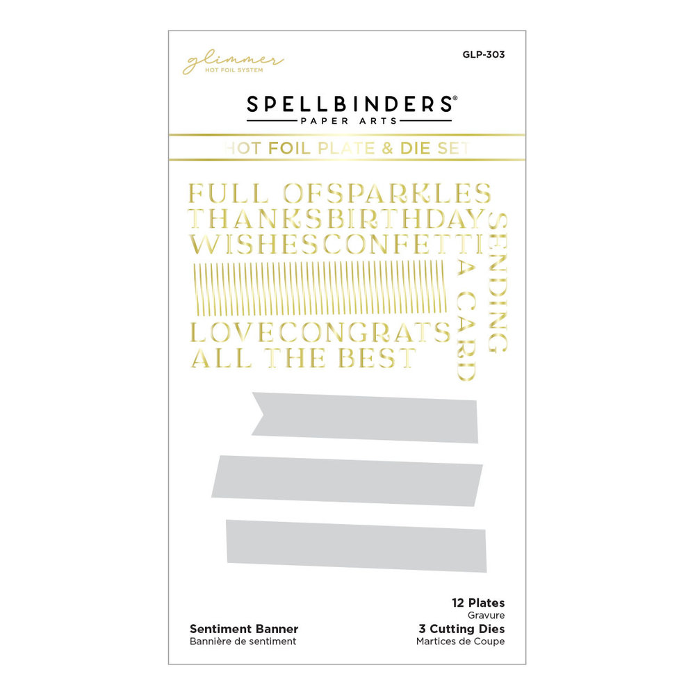 Spellbinders Sentiment Banner Glimmer Hot Foil Plate & Die (GLP-303) Spellbinders Sentiment Banner Glimmer Hot Foil Plate & Die (GLP-303)