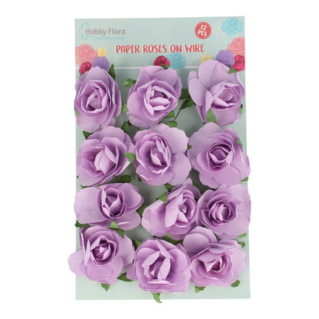 Hobby Flora Paper Roses on Wire Purple (2545326) Hobby Flora Paper Roses on Wire Purple (2545326)
