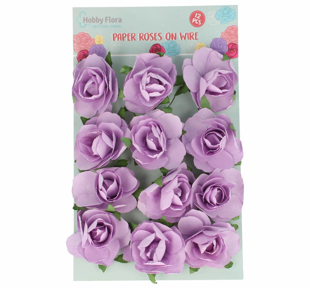 Hobby Flora Paper Roses on Wire Purple (2545326) Hobby Flora Paper Roses on Wire Purple (2545326)