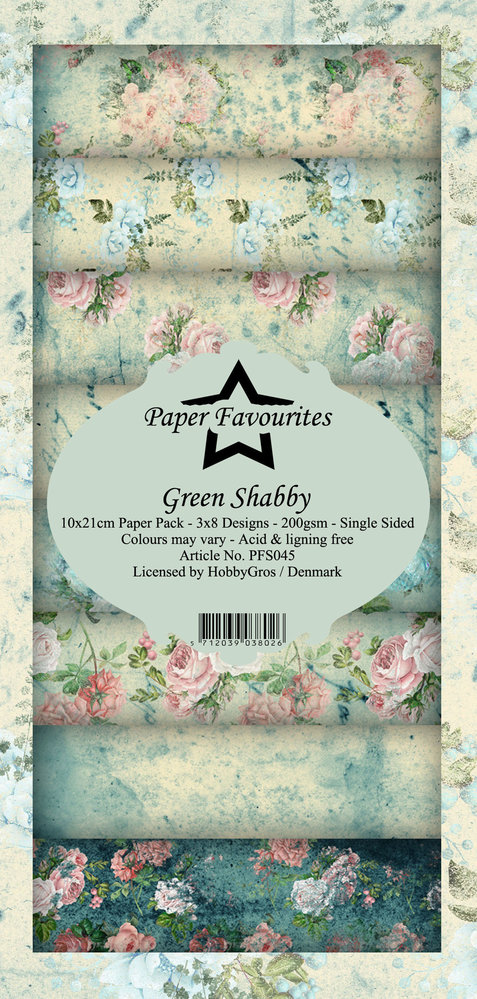 Paper Favourites Green Shabby Slimline Paper Pack (PFS045) Paper Favourites Green Shabby Slimline Paper Pack (PFS045)