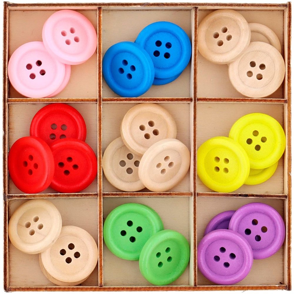 Hobby Flora Lovely Wooden Buttons Round One Size (2554563)