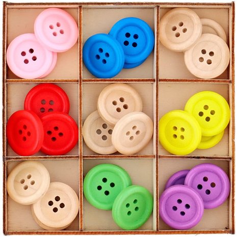 Hobby Flora Lovely Wooden Buttons Round One Size (2554563)
