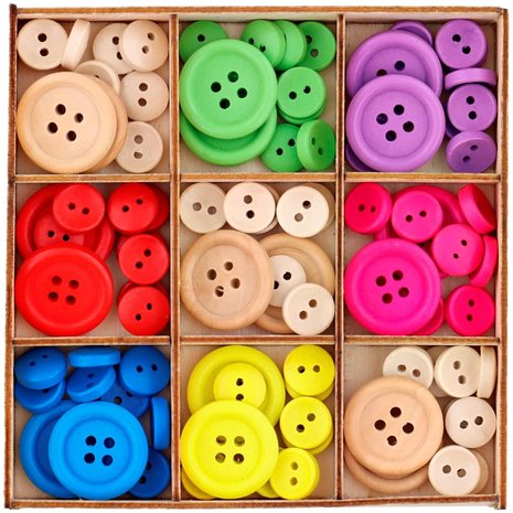 Hobby Flora Lovely Wooden Buttons Round Two Sizes (2554563)