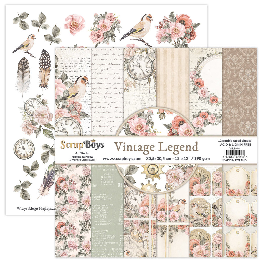 ScrapBoys Vintage Legend 12x12 Inch Paper Set (VILE-08) ScrapBoys Vintage Legend 12x12 Inch Paper Set (VILE-08)