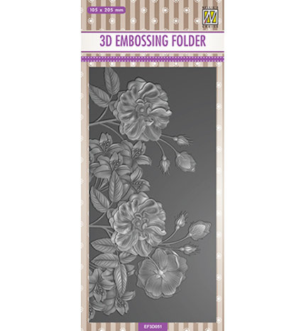Nellie Snellen Flowers Wild Roses Slimline 3D Embossing Folder (EF3D051)