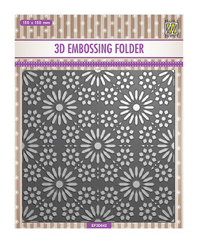 Nellie Snellen Square Frame Flower Pattern 3D Embossing Folder (EF3D042) Nellie Snellen Square Frame Flower Pattern 3D Embossing Folder (EF3D042)