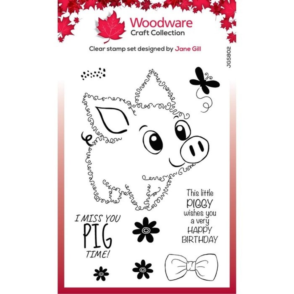 Woodware Fuzzie Friends Clear Stamp Pablo the Pig (JGS802)