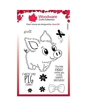 Woodware Fuzzie Friends Clear Stamp Pablo the Pig (JGS802)