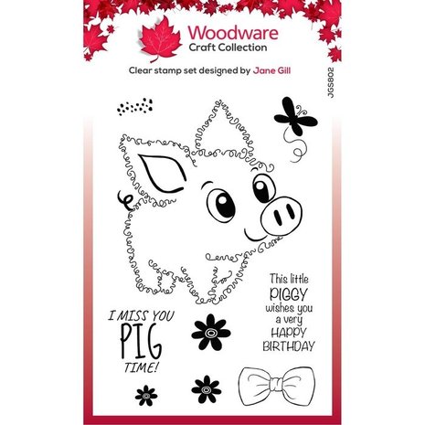 Woodware Fuzzie Friends Clear Stamp Pablo the Pig (JGS802)