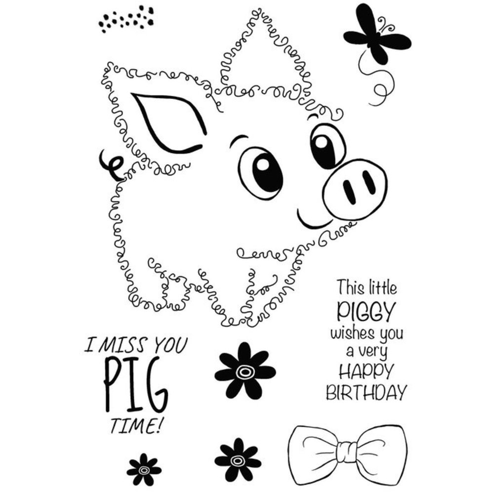 Woodware Fuzzie Friends Clear Stamp Pablo the Pig (JGS802)