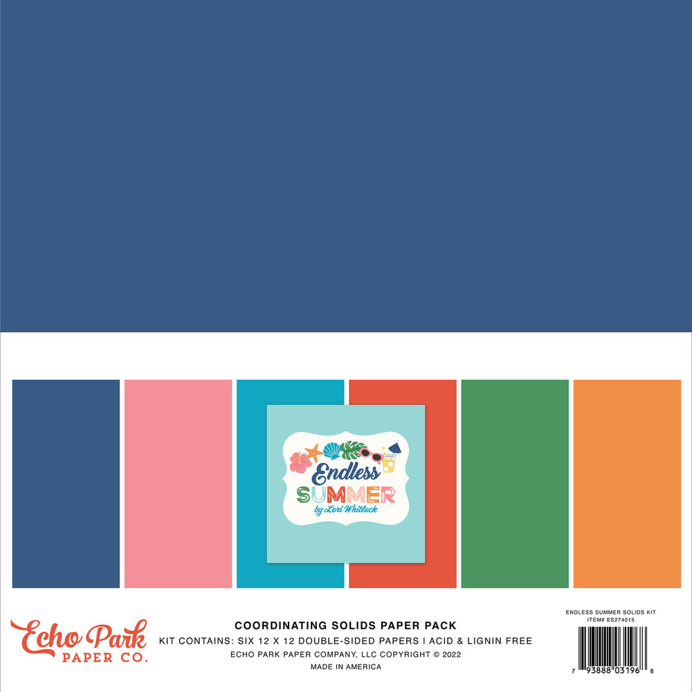 Echo Park Endless Summer 12x12 Inch Coordinating Solids Paper Pack (ES274015) Echo Park Endless Summer 12x12 Inch Coordinating Solids Paper Pack (ES274015)