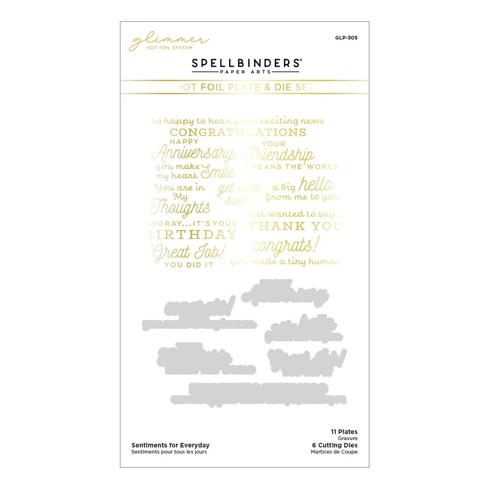 Spellbinders Sentiments for Everyday Glimmer Hot Foil Plate & Die (GLP-305)