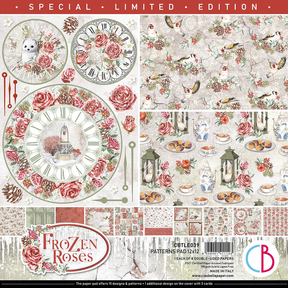 Ciao Bella Papercrafting Frozen Roses 12x12 Inch Patterns Pad (CBTLE039) Ciao Bella Papercrafting Frozen Roses 12x12 Inch Patterns Pad (CBTLE039)