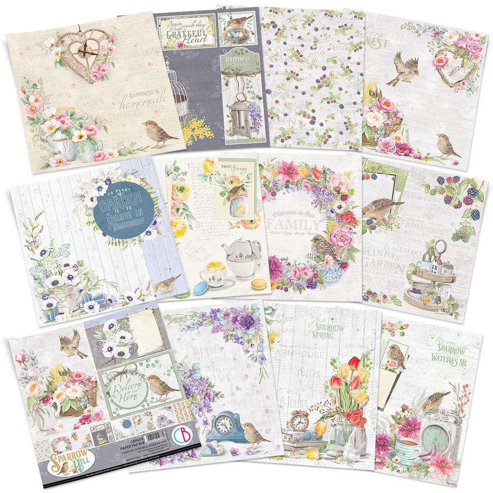 Ciao Bella Papercrafting Sparrow Hill 8x8 Inch Paper Pad (CBH053)