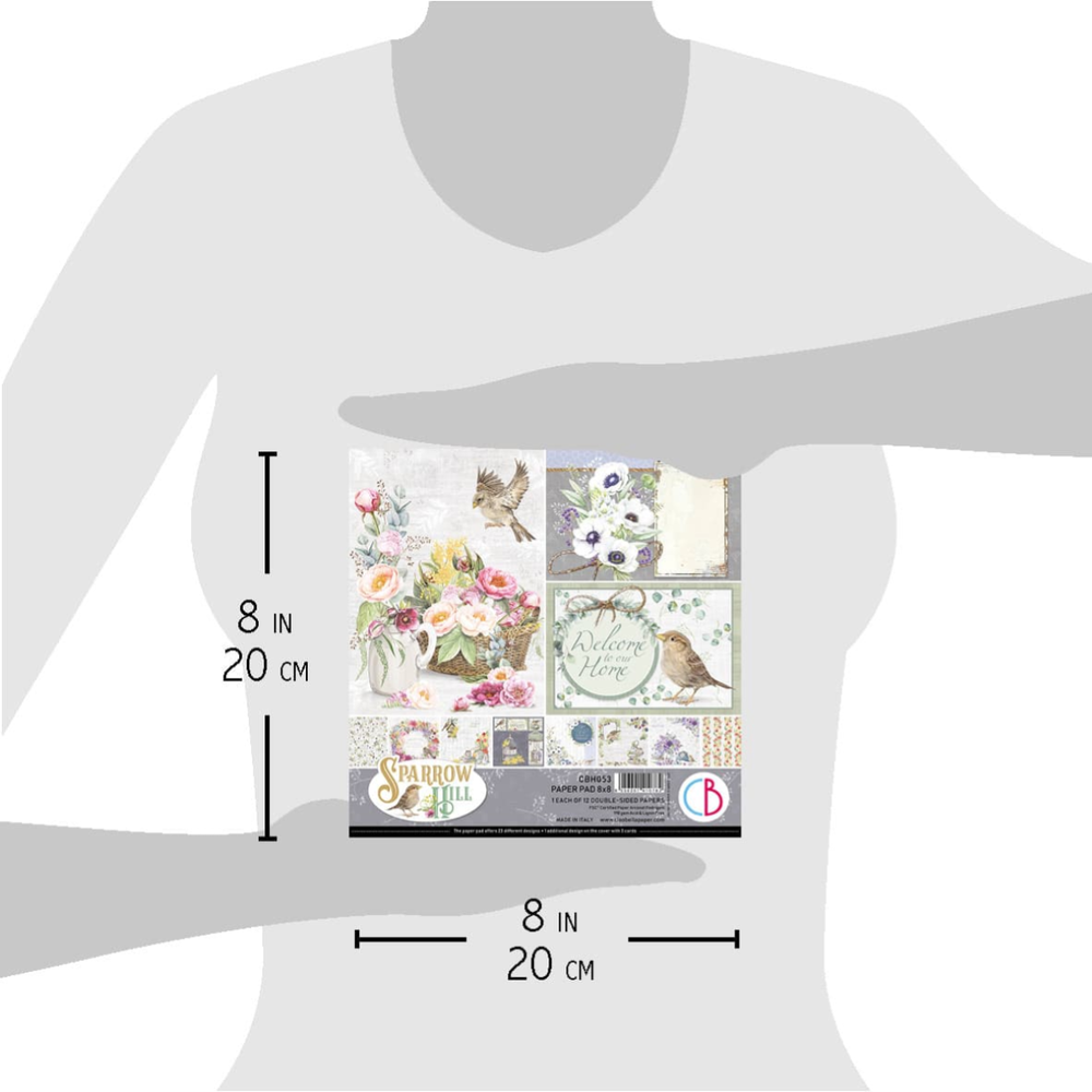 Ciao Bella Papercrafting Sparrow Hill 8x8 Inch Paper Pad (CBH053)