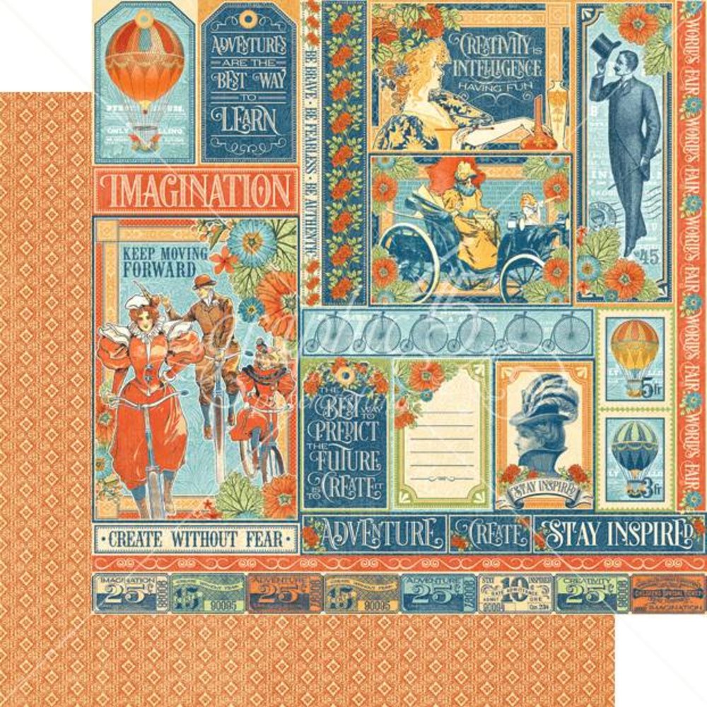 Graphic 45 World's Fair 12x12 Inch Paper Pad (4501177) Graphic 45 World's Fair 12x12 Inch Paper Pad (4501177)