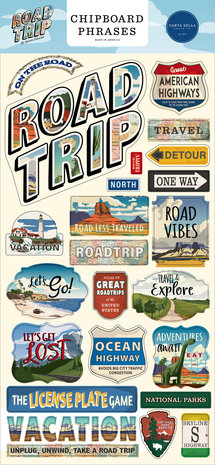 Carta Bella Road Trip 6x13 Inch Chipboard Phrases (CBRT151022)
