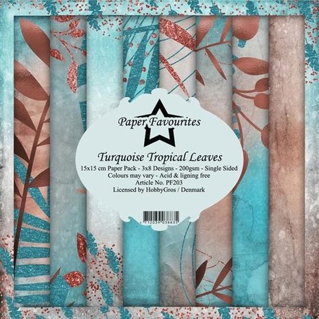 Paper Favourites Turquoise Tropical Leaves 6x6 Inch Paper Pack (PF203)