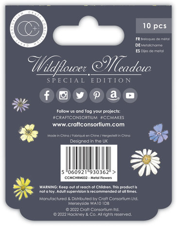 Craft Consortium Wildflower Meadow Special Edition Metal Charms Silver Flowers (CCMCHRM032) Craft Consortium Wildflower Meadow Special Edition Metal Charms Silver Flowers (CCMCHRM032)