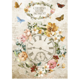 Stamperia Garden of Promises Cherish Every Moment Clock Rice Paper A4 (DFSA4689)