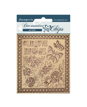 Stamperia Garden of Promises Decorative Chips Our Love, Dreams (SCB134)* Stamperia Garden of Promises Decorative Chips Our Love, Dreams (SCB134)*