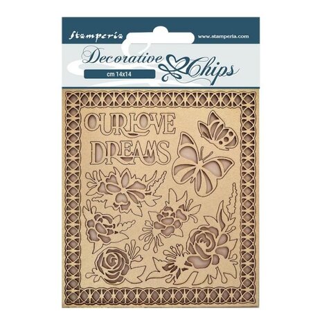 Stamperia Garden of Promises Decorative Chips Our Love, Dreams (SCB134) Stamperia Garden of Promises Decorative Chips Our Love, Dreams (SCB134)