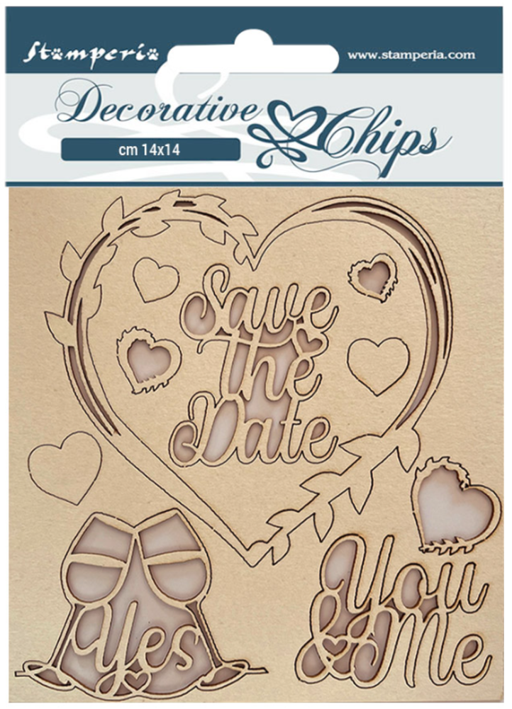 Stamperia You and Me Decorative Chips Save the Date (SCB136) Stamperia You and Me Decorative Chips Save the Date (SCB136)