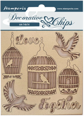 Stamperia You and Me Decorative Chips Love Together (SCB137)