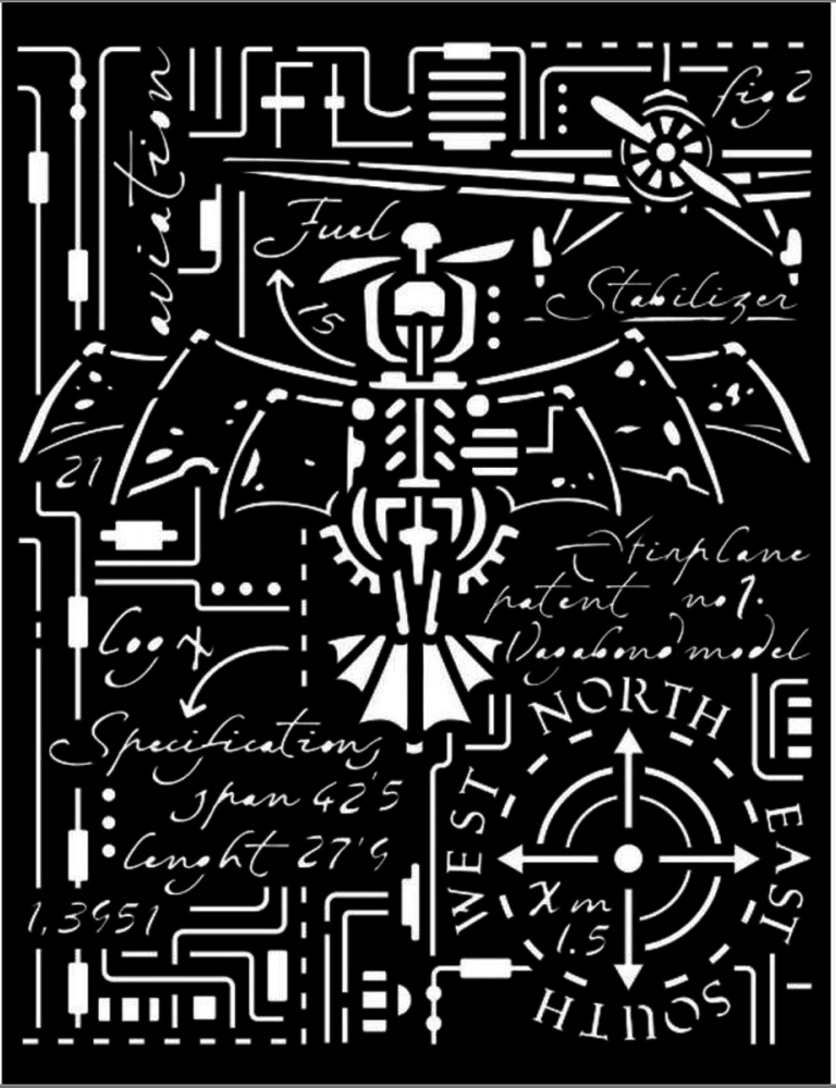 Stamperia Sir Vagabond Aviator Thick Stencil 20x25cm Airplane (KSTD105) Stamperia Sir Vagabond Aviator Thick Stencil 20x25cm Airplane (KSTD105)