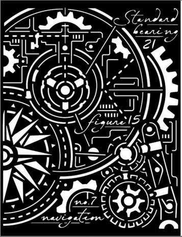 Stamperia Sir Vagabond Aviator Thick Stencil 20x25cm Gears Compass (KSTD107) Stamperia Sir Vagabond Aviator Thick Stencil 20x25cm Gears Compass (KSTD107)