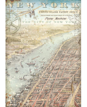 Stamperia Sir Vagabond Aviator New York Rice Paper A4 (DFSA4698) Stamperia Sir Vagabond Aviator New York Rice Paper A4 (DFSA4698)