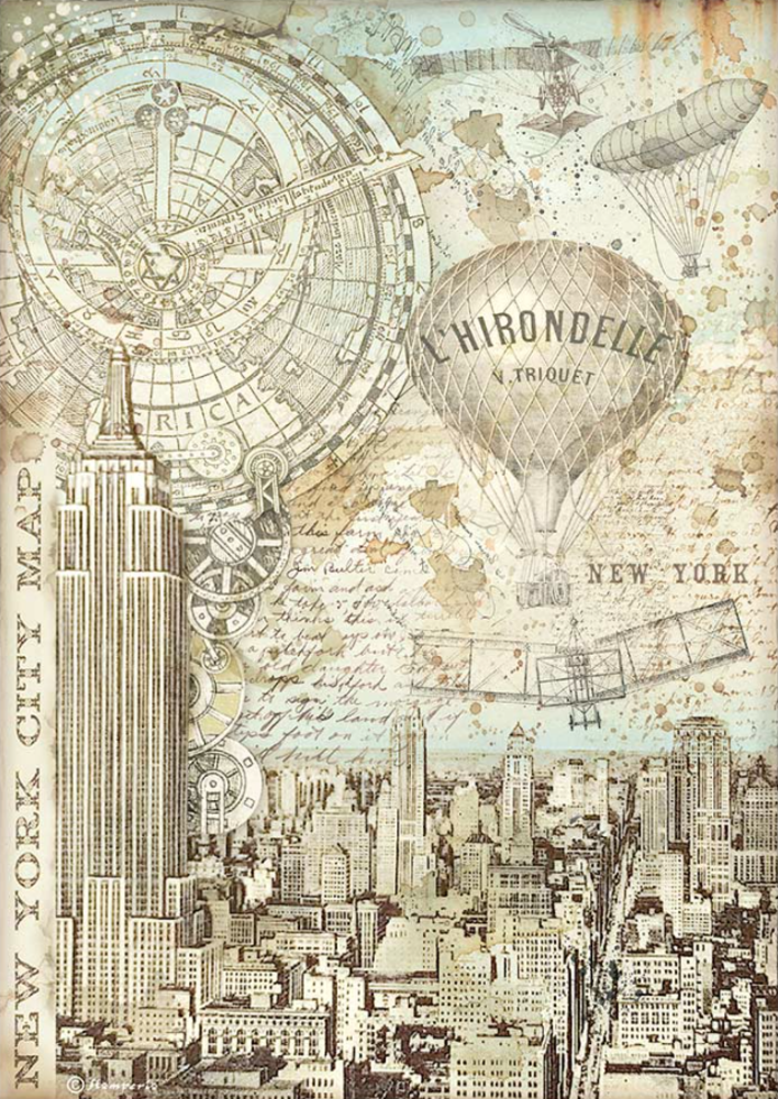 Stamperia Sir Vagabond Aviator New York City Map Rice Paper A4 (DFSA4700) Stamperia Sir Vagabond Aviator New York City Map Rice Paper A4 (DFSA4700)