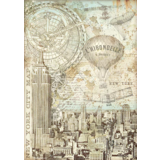 Stamperia Sir Vagabond Aviator New York City Map Rice Paper A4 (DFSA4700)