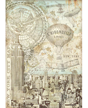 Stamperia Sir Vagabond Aviator New York City Map Rice Paper A4 (DFSA4700) Stamperia Sir Vagabond Aviator New York City Map Rice Paper A4 (DFSA4700)