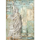 Stamperia Sir Vagabond Aviator Statue of Liberty Rice Paper A4 (DFSA4702)