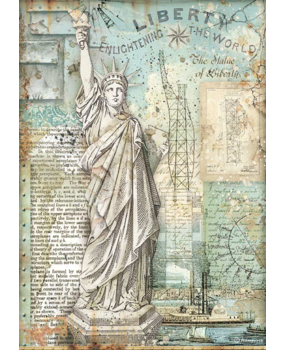 Stamperia Sir Vagabond Aviator Statue of Liberty Rice Paper A4 (DFSA4702) Stamperia Sir Vagabond Aviator Statue of Liberty Rice Paper A4 (DFSA4702)