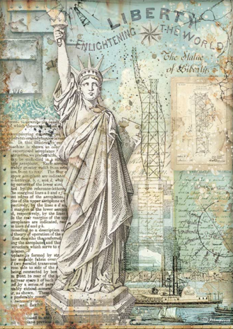 Stamperia Sir Vagabond Aviator Statue of Liberty Rice Paper A4 (DFSA4702) Stamperia Sir Vagabond Aviator Statue of Liberty Rice Paper A4 (DFSA4702)