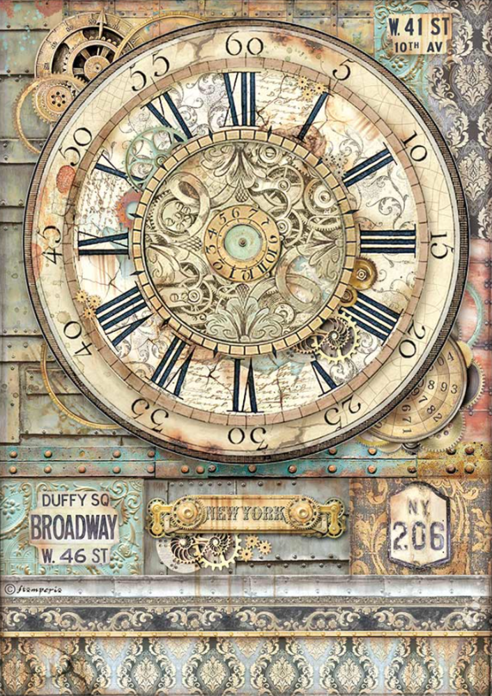 Stamperia Sir Vagabond Aviator Clock Rice Paper A4 (DFSA4703) Stamperia Sir Vagabond Aviator Clock Rice Paper A4 (DFSA4703)