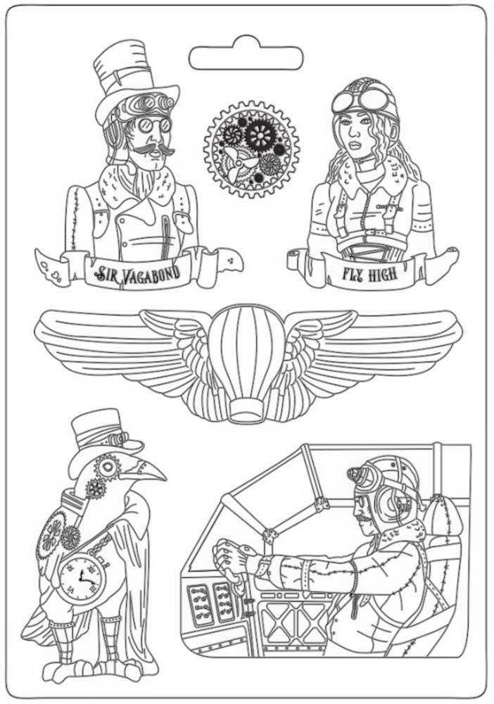 Stamperia Sir Vagabond Aviator Soft Mould A4 Fly High (K3PTA4538) Stamperia Sir Vagabond Aviator Soft Mould A4 Fly High (K3PTA4538)